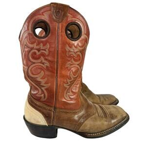 Ariat Mens Crossfire Brown Tan Cowboy Western Leather Boots Distressed Sz 8D